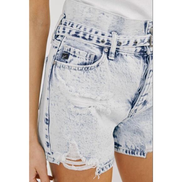 KanCan Ultra High Rise Rambler Denim Shorts Buttonfly Size 1/24 Distressed NWT - Picture 10 of 10